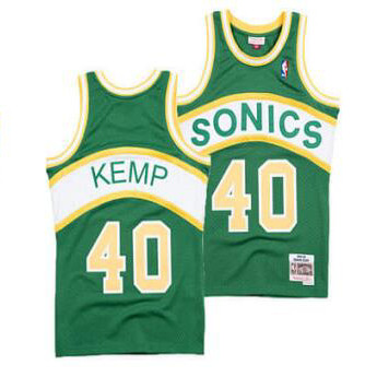 Oklahoma City Thunder #40 Shawn Kemp Green Throwback SuperSonics Jersey