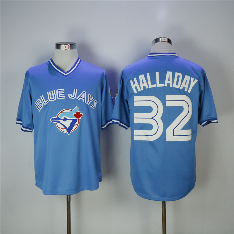 Toronto Blue Jays #32 Roy Halladay Light Blue Throwback Jersey ...